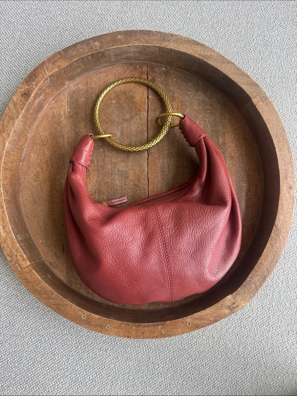 NWT Walter Baker Jane Leather Mini Hobo Bag Rust